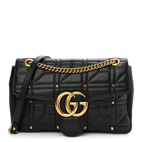 gucci calfskin matelasse studded medium gg marmont shoulder bag black|gucci marmont handbags.